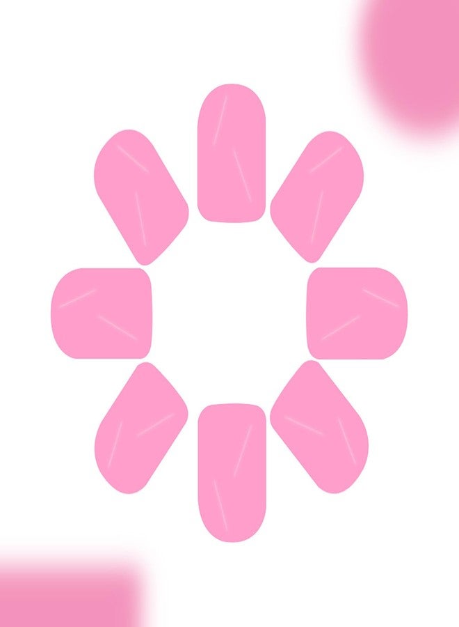 KKUUOO Pink Square Press-On Nails, 24pcs Acrylic, Glossy Finish, Full Cover, Reusable, Solid Color, Short Square, Classic Style, False Nails - Image 2
